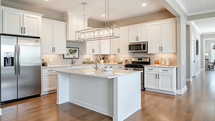 Fototapeta premium Elegant Contemporary Kitchen and Dining Space with Sophistication