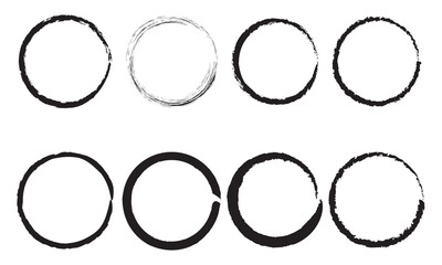grunge circle brush for frame set . vector illustration.