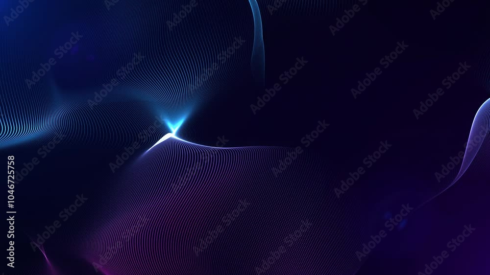 Wall mural abstract colorful futuristic wave lines animation background, 4k seamless loop backdrop video as tec