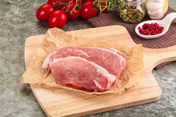 Raw pork steak for cooking