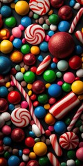 Fototapeta premium Colorful assortment of candies and sweets, perfect for desserts or celebrations.