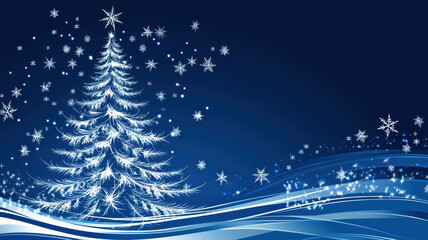 Fototapeta premium Christmas tree with glowing light waves
