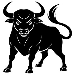 Angry bull silhouette vector illustration