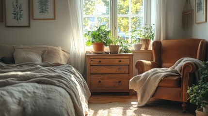 Cozy bedroom with an empty drawer