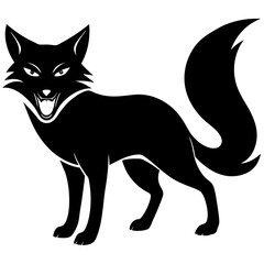 Angry fox silhouette vector illustration 