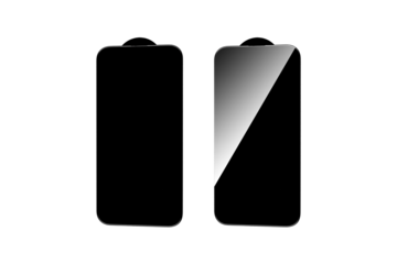 set protective glass for latest model phone on isolated and white background close up