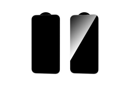 set protective glass for latest model phone on isolated and white background close up