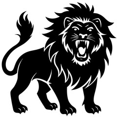 Obraz premium Angry lion silhouette vector illustration
