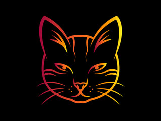 Cat head logo. Cat head icon. Cat face logo. Silhouette simple. Flat style. Black cat face icon logo. Logo design template. Vector illustration. Animal logotype concept.