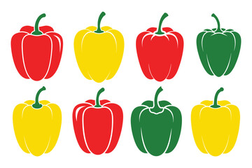 Bell Pepper vector illustration, Bell Pepper silhouette vector 