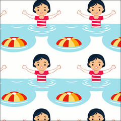 Pattern, M&auml;dchen spielt im Wasser