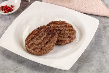 Grilled beef burger cutlet minced meat
