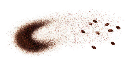 Coffee powder spray isolated on white