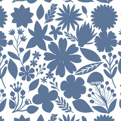 Abstract botanical flower pattern. Vector Blooming spring flowers in elegant. Flowers in dark colors.eps 10.