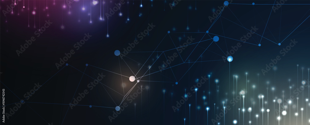 Aufkleber abstract digital light ray technology vector background with glowing particles