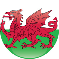 Sphere shaped national flag of the European country of WALES