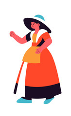 Woman in Folk Costume Illustration