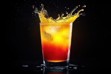 Tequila Sunrise Cocktail with Orange and Yellow Splash