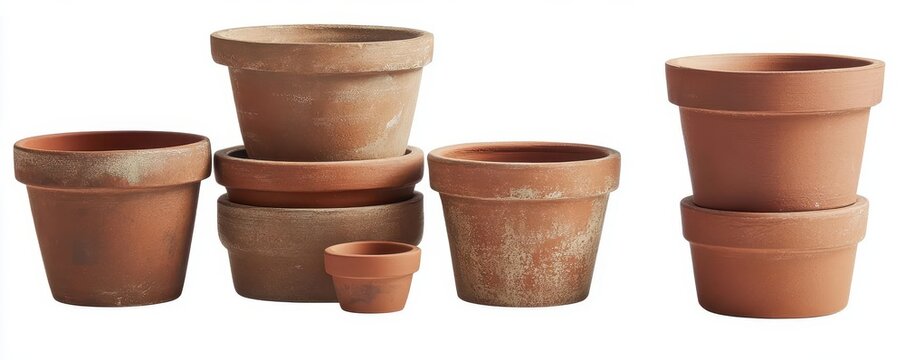 A collection of terracotta pots in various sizes, perfect for gardening and plant display indoors or outdoors.