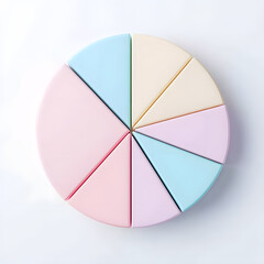 Obraz premium Top view 3d pie chart isolated on white