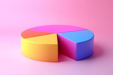Obraz premium Top view 3d pie chart isolated on white