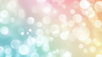 Colorful bokeh background with blurred lights in gradient hues of pink, blue, and yellow