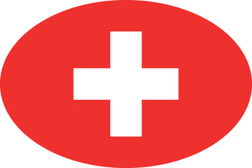 Obraz premium Oval shaped national flag of the European country of SWITZERLANDc