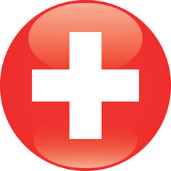 Sphere shaped national flag of the European country of SWITZERLAND