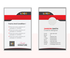 Creative corporate business Modern Id card For employee.Professional identity card template with red details,Stylish Liquid Business Id Card Bundle.