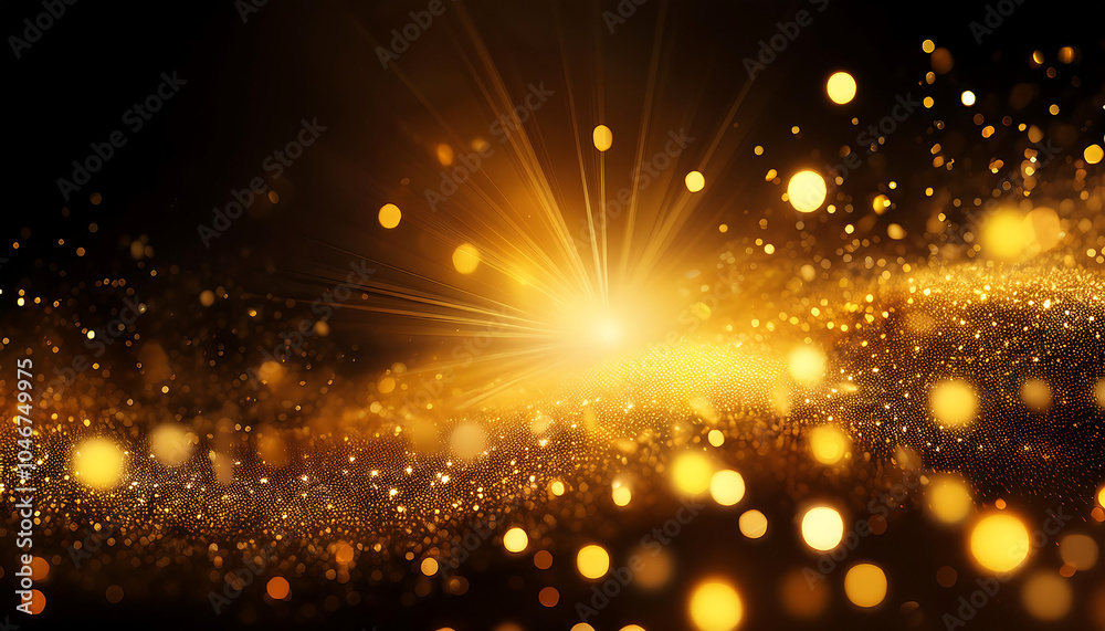 Poster vibrant yellow light creates a beautiful glow on particles in an abstract bokeh effect agai_1(835)