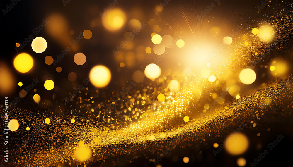 Poster vibrant yellow light creates a beautiful glow on particles in an abstract bokeh effect agai_1(834)