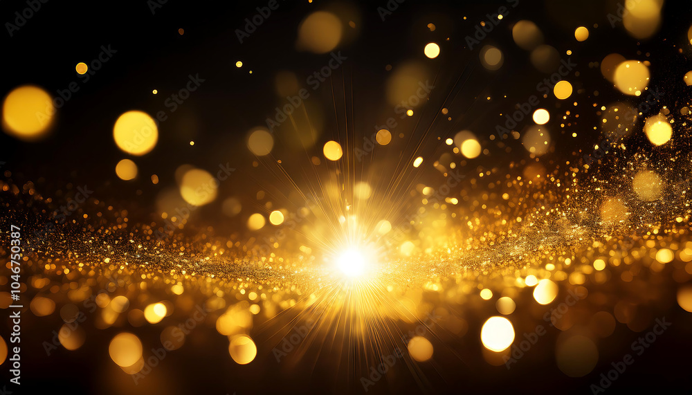 Poster vibrant yellow light creates a beautiful glow on particles in an abstract bokeh effect agai_1(833)