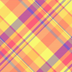 Old fabric texture plaid, filigree check textile vector. Heritage background pattern seamless tartan in red and yellow colors.