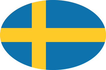 Obraz premium Oval shaped national flag of the European country of SWEDEN