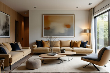 living room features modern furniture decorative accents cozy atmosphere mix natural elements bold design elements