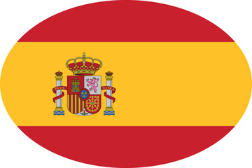 Obraz premium Oval shaped national flag of the European country of SPAIN
