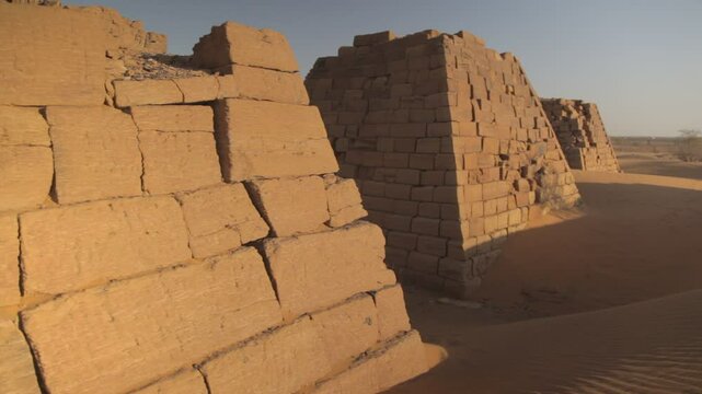 Sudan, Kush, Meroe, pyramids and tombs in royal cemetery of bajrawiya