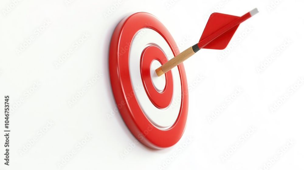 Aufkleber a red dart hitting the center of a red and white target on a white background.