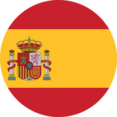 Circle shaped national flag of the European country of SPAIN