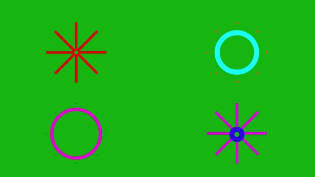 Set burst Explosive shapes and lines explosion animation, Circle Explosive Accent Highlights Elements on black background