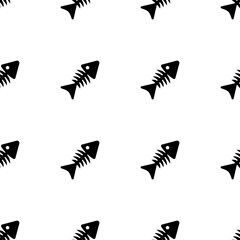 Background with skeletons of dead fish with fishbones. Seamless repeating pattern. Vector illustration.