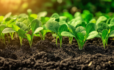 Small green plants sprouting from soil, representing growth, nature, and new beginnings.
