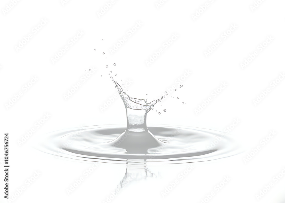 Poster splash of water isolated on a white surface creates a visually appealing effect in photography.