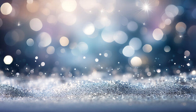 Sparkling silver glitter on a winter abstract bokeh background with shimmering holiday _1(804)
