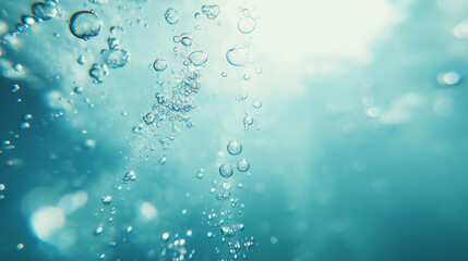  Bubbles rising in clear blue water, capturing a tranquil underwater scene.