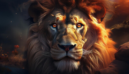 Fototapeta premium Amazing and dangerous of lion