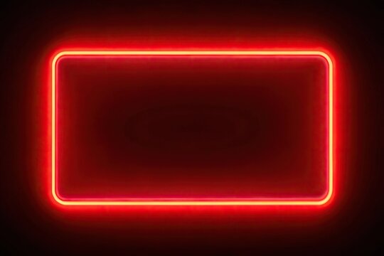 Glowing red neon rectangle viewed from above