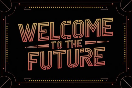 Futuristic Black Welcome Sign Bold Typography Tech Event Promotions - Modern Design Conferences Innovation Showcases