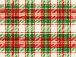 Tartan Plaid Seamless Pattern with Watercolor Stripes and Squares in Classic Red and Green for Christmas and New Year Celebrations, Perfect for Holiday Decor and Textiles