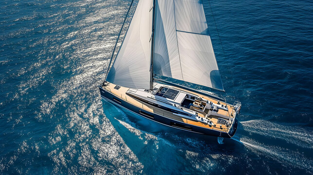 Sailboat Gliding Over Calm Blue Sea